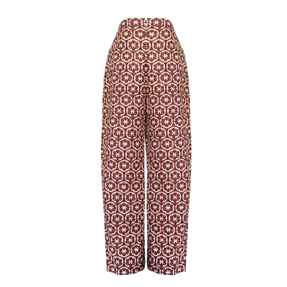 Mason’s Daughter pants Chocolate and pink lattice print. never worn